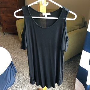 Black Cold Shoulder Flowy Top